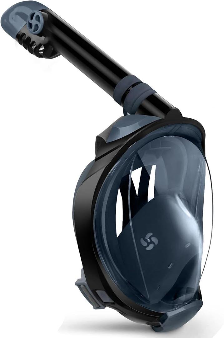 Greatever G2 Full Face Snorkel Mask with Latest Dry Top System,Foldable 180 Degree Panoramic View Snorkeling Mask with Camera Mount,Safe Breathing,Anti-Leak&Anti-Fog (Large/ X-Large, Navy Blue)