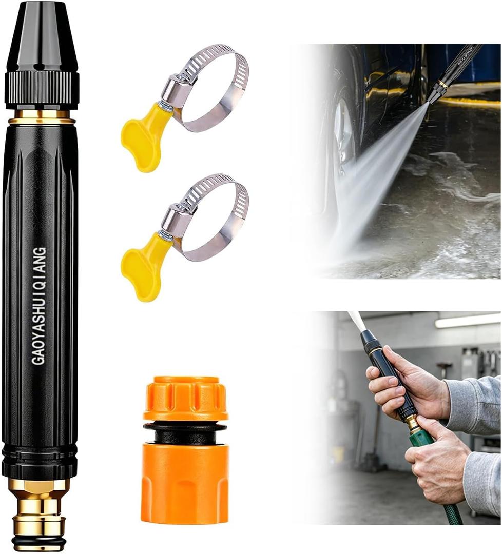 Home High-Pressure Car Wash Water Gun with Booster Nozzle, Powerful High-Pressure Water Gun for Car Cleaning, Garden Hose Pressure Booster, 3 Adjustable (1Set)