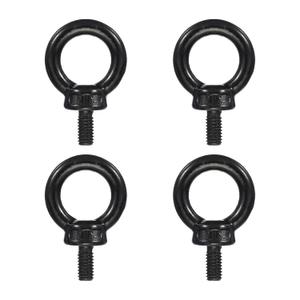 PATIKIL Lifting Eye Bolts M6 x 12mm, 4 Pcs 304 Stainless Steel Shoulder Ring Threaded Screw Machinery Shoulder Eyebolt for Lifting Hanging, Black
