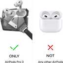 Aulumu A39 Geometric AirPods Pro 3 Case with Lock | Protective Cover with Nylon Buckle | Alloy Armour | Compatible with Apple AirPods Pro 3rd Generation Case (2025) - Black