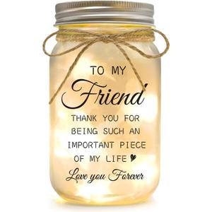 Best Friend Birthday Gifts, Friendship Gifts for Women, Friend Christmas Personalized Gifts for Women - Mason Jar Night Lights for Friends, Heartfelt Home Decor Gift
