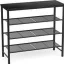 Kitsure Shoe Rack - 4-Tier Shoe Organizer with Wooden Top & Leveling Feet, Easy-Assembly, Rust-Resistant Metal Shoe Shelf for Closet, Entryway, Bedroom, 29.5" x 11.4" x 24.8", Black