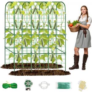 Garden Cucumber Trellis for Raised Bed, 65"50" Tall Metal Garden Trellis for Climbing Plants Outdoor, U-Shape Vegetables Trellis Support for Tomato Squash Zucchini Peas Grape Fruit Flowers