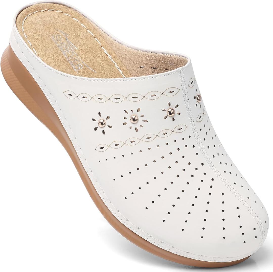 SHIBEVER Clogs for Women Mules Slip-On: Closed Toe Clog - Comfortable Womens Mule (White), Size 40