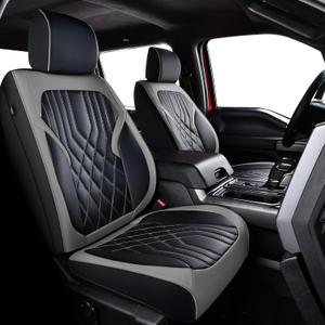 Ranger Seat Covers, for 2019-2025 Ford Ranger XLT XL Lariat Crew Cab, Napa Leather Seat Protector (Full Set, Black&Gray)