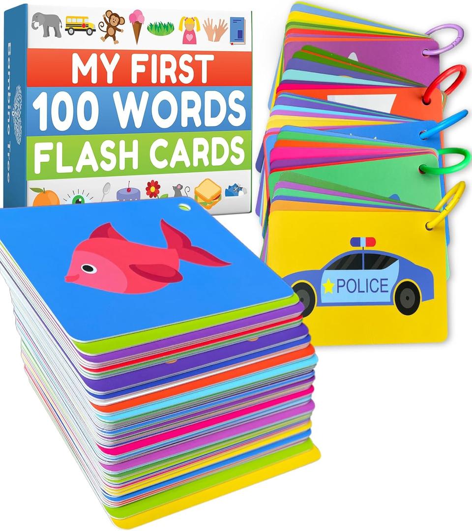 100 First Words Flash Cards  High Contrast Picture Flashcards  Educational Learning for Speech and Early Vocabulary Featuring Animals, Food, Transport, Family, Clothes and More
