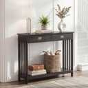 ChooChoo 47" Black Entryway Table with Drawer, Narrow Console Table with Storage Shelf, Sofa Table for Living Room, Entryway, and Hallway, 11.8"D x 47.2"W x 31.5"H