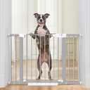 Cumbor 29.7-46" Baby Gate for Stairs, Gifts for Mom-Auto Close Dog Gate for The House, Easy Install Pressure Mounted Pet Gates for Doorways, Easy Walk Thru Wide Safety Gate for Dog, Gray