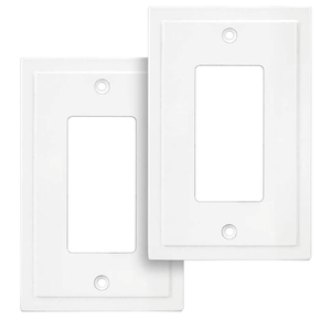 Modern Edge Decorative Wall Plate Switch Plate Outlet Cover, Durable Solid Zinc Alloy (Single Decorator 7PKS, White)