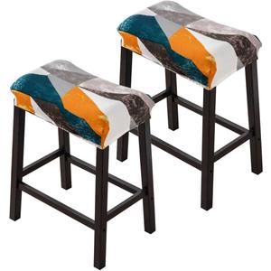 Bar Stool Cover Rectangle Set of 2 Printed Stretch Counter Height Bar stools Slipcovers Saddle Stool Slipcover Bench Seat Protector Backless Bar Stools Covers for Kitchen Counter #5