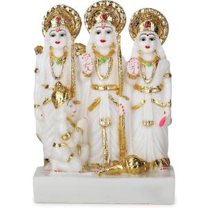 Ram Darbar Idol in White Marble Finish  Lord Ram, Lakshman, Sita & Hanuman Ji Statue  6 Inch Decorative Murti for Car, Office & Home Dcor  Ideal for Gifting (Pack of 1)
