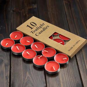 10 x 10 Pack Tea Candles Wedding Party and Home Decoration Votive Parties Tealight Small Wishing Bulk with 1.5-2 Hours Extended Burn Time Mini for Birthday Emergency Family (Red)