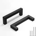 Homdiy 30 Pack Black Cabinet Handles 3 Inch(76 mm) Hole Centers Matte Black Cabinet Pulls Stainless Steel Drawer Dresser Handles Square Bar Hardware Drawer Pulls Stainless Steel Dresser Hardware