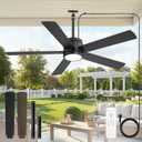 Fanbulous 52" Outdoor Ceiling Fan with Light, IP65 Waterproof, Hook Hanging