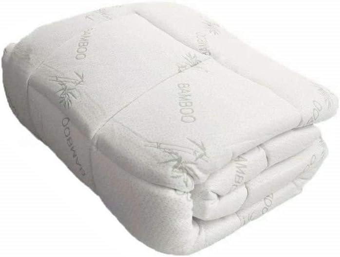 OrganicTextiles Rayon Derived from Bamboo Mattress Pad with Down Alternative Filling (Queen Size) 350 Thread Count, Soft, Fluffy Comfort, Baffle Box Stitched for Loft Stability, for Hot Sleepers