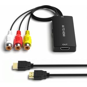 Dingsun RCA to HDMI Converter, AV to HDMI Adapter Support 1080P/720P for PS2/PS3/N64/Wii/VHS/VCR/DVD/Blue-Ray Players etc.