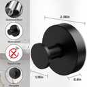 Adhesive Suction Cup Hooks, 15lbs Heavy Duty Black Towel Hooks for Bathroom, Waterproof Stainless Steel Bath Towel Hooks, Punch-Free Hooks for Shower, Towels, Bath Sponge, Robes (2 Pack)