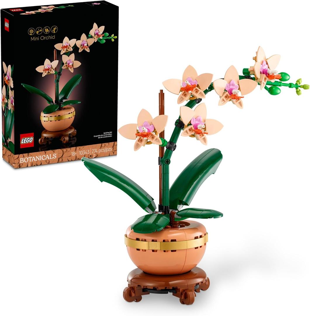 LEGO Botanicals Mini Orchid Building Set - Artificial, Fake Orchid for Home Decor, Adults Ages 18+ - Gift for Mothers Day - Indoor Plant Decorations for Table, Desk, Office - 10343
