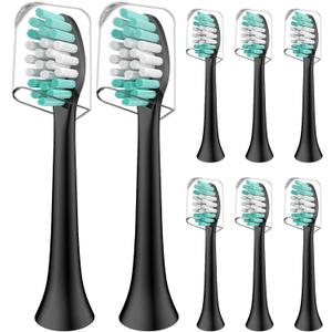 Replacement Brush Heads Compatible with Aquasonic Black Series - 8 Pack Electric Toothbrush Heads Compatible with Aqua Sonic Duo Pro and Vibe Series, Black
