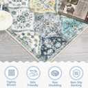 ROYHOME 9x12 Area Rug Large Moroccan Trellis Machine Washable Rug Vintage Medallion Distressed Accent Rug Stain Resistant Non-Slip Floor Cover Carpet for Living Room Bedroom, Blue/Yellow