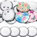 300 Pieces Blank Button Making Supplies Round Badge Parts Metal Pin Badge Kit for Button Maker Machine, Including Metal Shells Back Cover and Clear Film(3 Inch,Silver)