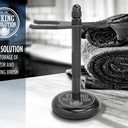 Viking Revolution Black Safety Razor Stand - Razor Holder and Shaving Brush Stand to Prolong the Life of Your Razor - Weighted Bottom for Extra Stability
