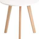 CangLong Modern Round End Side Kitchen Living Leisure Pedestal Wooden Coffee White Dining Room Home Furniture Table for Use in Bedroom