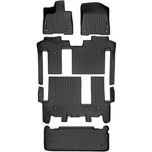 SMARTLINER Floor Mats 3 Row Liner Set & Cargo Liner Behind The 3rd Row Compatible with 2021-2025 Toyota Sienna