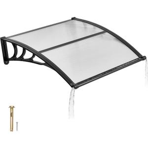 VEVOR Awnings for Door Entrance, 38" x 40" Window Door Awning Canopy Exterior with Drainage & ABS Bracket, Polycarbonate Cover Patio Door Awnings for Sun, UV, Rain, Snow Protection（Clear）