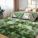 9x12 Large Area Rug, Tie-Dyed Green Soft Ultra Fluffy Plush Rug