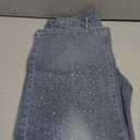 Rhinestone Jeans for Women High Waisted Wide Leg Baggy Y2K Sparkly Denim Pants for Country Concert Festival Night Out Party, Large