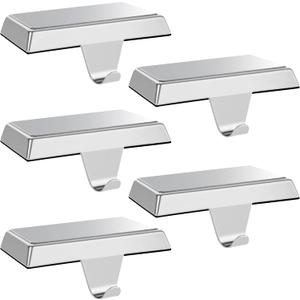 Palonu 4 Pcs Christmas Silver Stocking Holders, Heavy Duty Mantle Hangers with Non-Slip Pad, Weighted Stocking Hooks Christmas Ornaments for Xmas Holiday Fireplace Shelf Window Decoration