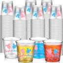 50 Pcs Gender Reveal Party Shot Glasses, 2.87oz Disposable Baby Shower Boy or Girl Plastic Cup Blue Pink Gender Reveal Party Supplies Favor for Baby Shower Tea Party Decoration