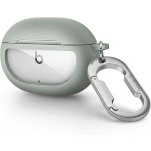 SURITCH Protective Case for Beats Studio Buds 2021, Studio Buds+ Plus 2023 Case Cover with Carabiner Keychain, Skin-Friendly TPU Shockproof Protector for Earbuds Charging Case Accessories, Olive