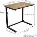Height Adjustable C-Shaped Sofa Side Table, Laptop Table for Couch & Bed, Rustic Brown, 23.7 inches x 16 inches x 20-30 inches