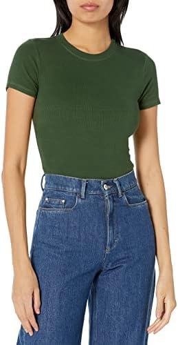 Velvet by Graham & Spencer Women's Aliana Short Sleeve Ribbed T Shirt, Medium