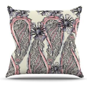 Sonal Nathwani Inky Paisley Bloom Outdoor Throw Pillow, 26 by 26-Inch