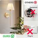 Cordless Battery Operated Wall Sconces Set of 2, Rechargeable Wall Sconce with Remote, Fabric Shade Wireless Wall Sconce Fixtures for Bedroom, Living Room, Bedside (2 Bulbs Included) Gold, 20 inches