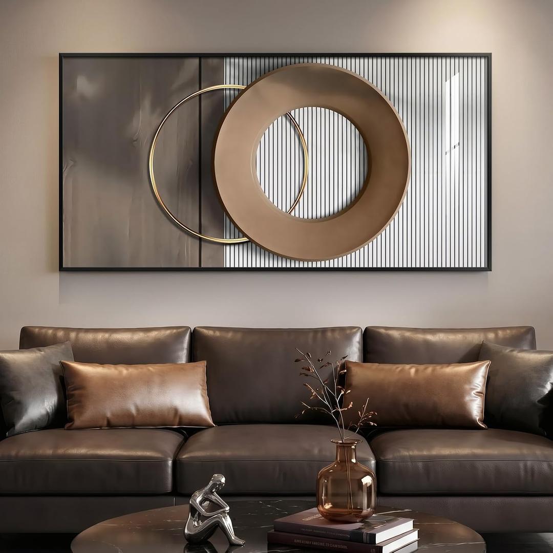 Large Horizontal Framed Modern Elegant Wall Art for Living Room, 48x24 Inch
