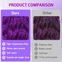 Pastel Dark Purple Wavy Bob Wig for Women, Short Shoulder Length Synthetic Wig with Bangs, Matte Natural Realistic Look Lightweight Hairpiece, Purple Color for Daily Wear & Cosplay Costume