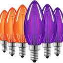 EDISHINE Christmas C35 Purple & Orange Dimmable LED Filament Light Bulbs, E12 Candelabra Bulbs, 60 Watt Equivalent, LED Chandelier Bulb, Vintage Candle Light Bulb for Christmas, 6 Pack