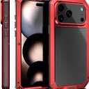 Marrkey Compatiable with iPhone 17 Pro Max Case,360 Full Body Protective Cover Heavy Duty Shockproof [Tough Armour] Aluminum Alloy Metal Case with Silicone Built-in Screen Protector - Red