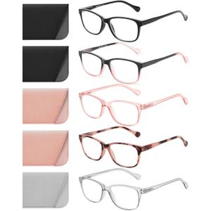 5 Pack Reading Glasses for Women/Men - Fashion Blue Light Readers Computer Eyeglasses W/Spring Hinge&Case(2.5)