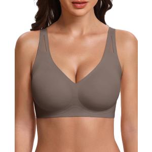 Avidlove Womens No Underwire Bras Full Coverage Wireless Bra Seamless Mesh Push Up Bralette Comfortable (X-Large, Grey)