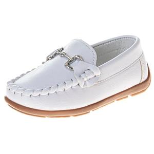 Josmo Boys Moccasin Driving Loafers - Casual Dress Penny Slip On Boat Shoes - White (Size 11 Little Kid)