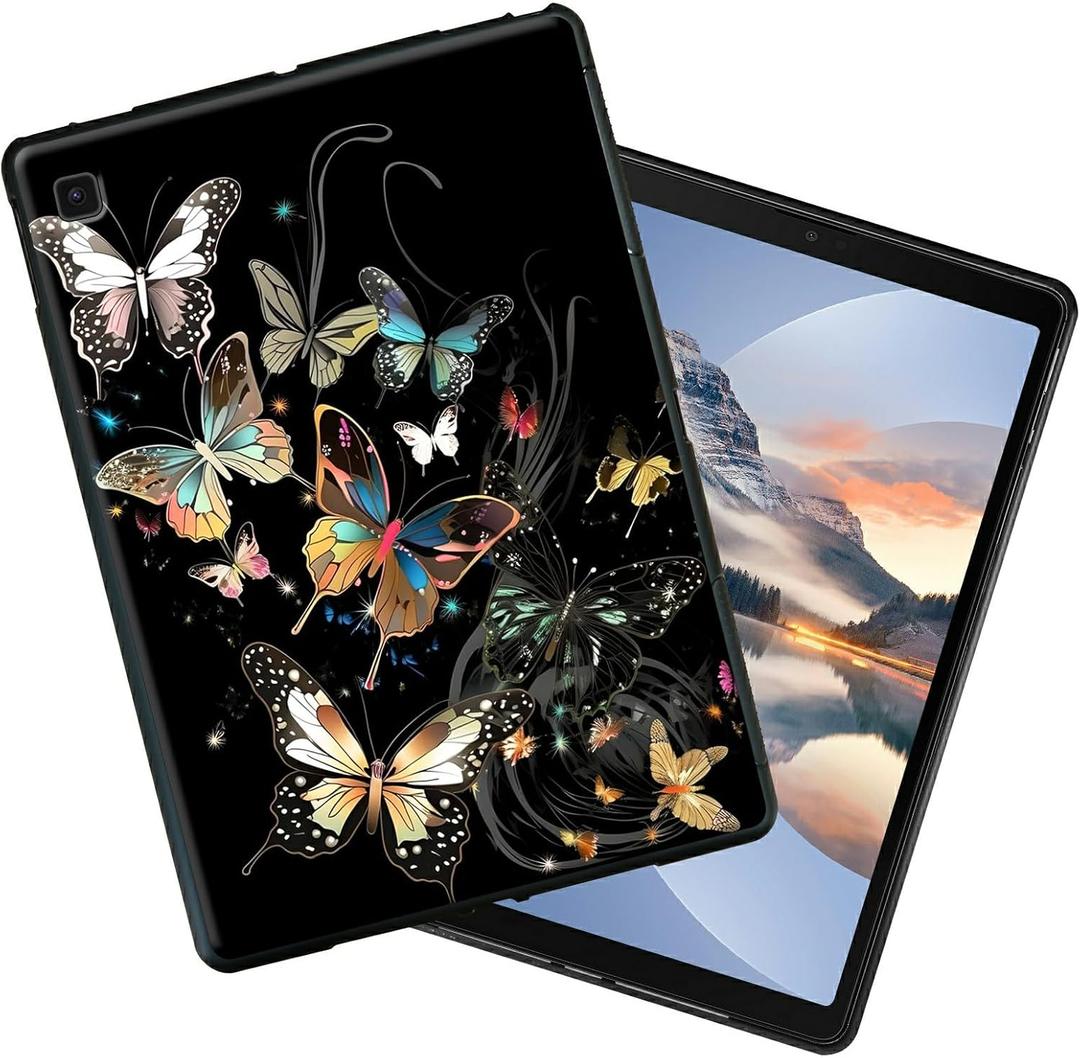Black Tablet Case for Samsung Galaxy Tab A7 Lite 2021 8.7 Inch (SM-T220/T225/T227), Soft TPU Silicone Protective Shell Shockproof Case for Galaxy Tab A7 Lite 2021, Butterfly
