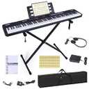 88 Key Piano Keyboard, Semi Weighted Electronic Digital Piano with Music Stand, Power Supply, Sustain Pedal, Bluetooth, Stand, MIDI, for Beginner Professional at Home, Stage