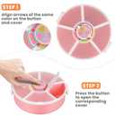Pawtong Snack Rotator Container Reusable Snack Box with 5 Compartment Dispenser and Lid, Color Matching Opening Lid, BPA and PVC Free, for Home, School, Travel (2 Pack- Pink)