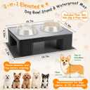 2 Pcs Raised Dog Bowl Stand with Waterproof Dog Food Mat, Non Slip, Black
