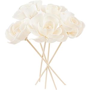 5 Pcs Flower Scent Diffuser, Natural Flower Scent Oil Diffuser Sticks, Aromatherapys Reed Flowers for Home, Bathroom, Office (Camellia), White, KA027-YON-YB